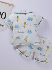 Kids Cartoon Graphic Loungewear 2pcs Set Short Sleeve Shirt & Shorts