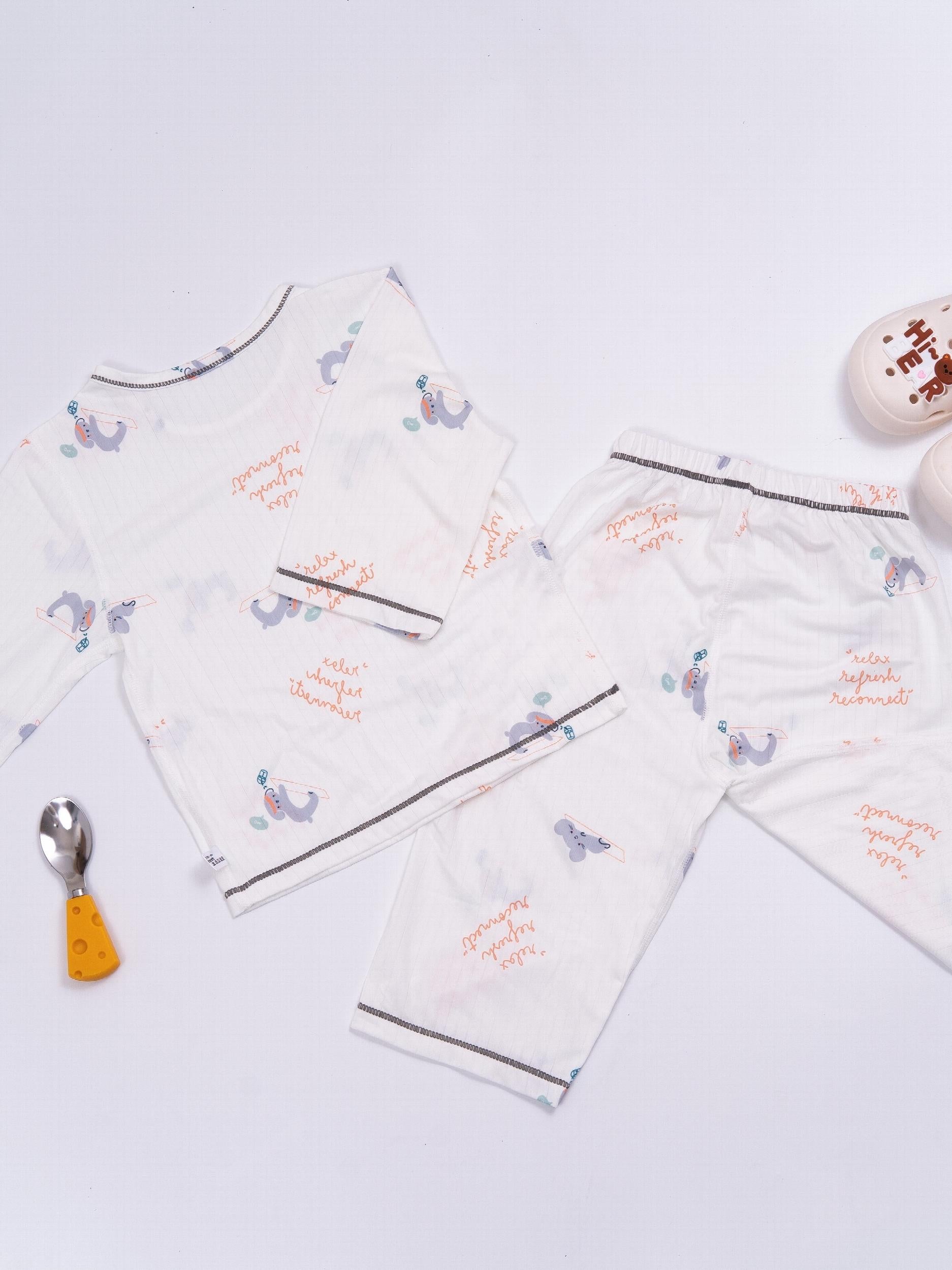 Boys 2pcs Dog Print Pajama Set Round Neck T shirt Top & Pants