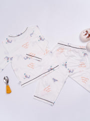 Boys 2pcs Dog Print Pajama Set Round Neck T shirt Top & Pants
