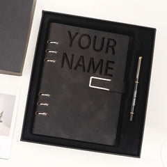 Personalized A5 Soft Cover Notebook, Metal Rings, Light Red