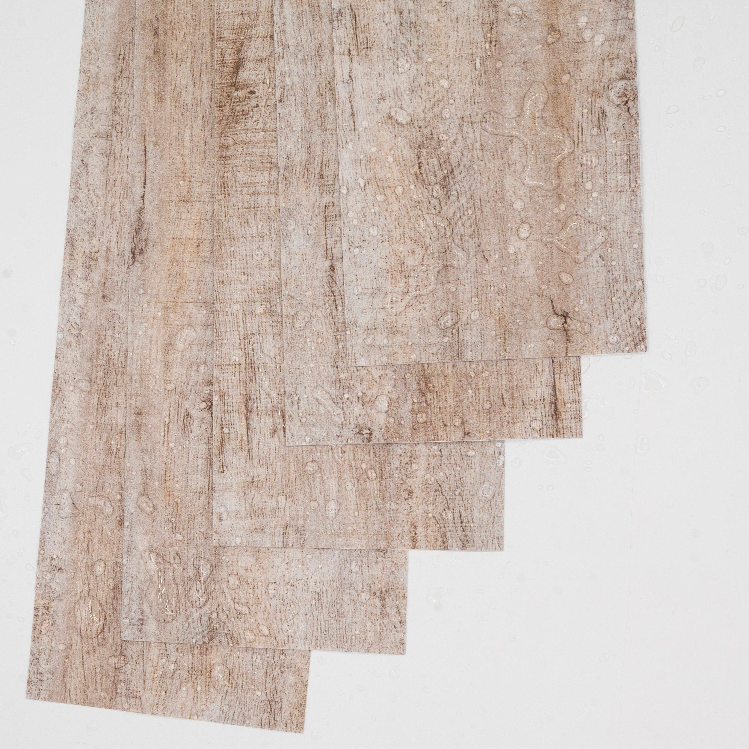 10pcs Wood Grain Peel And Stick Floor Tile 0.6mm Waterproof Coverings