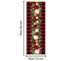 Christmas Table Runner Red Plaid Print Polyester Festive Holiday Decoration
