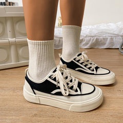 Women's Platform Canvas Lace Up Low Top Sneakers