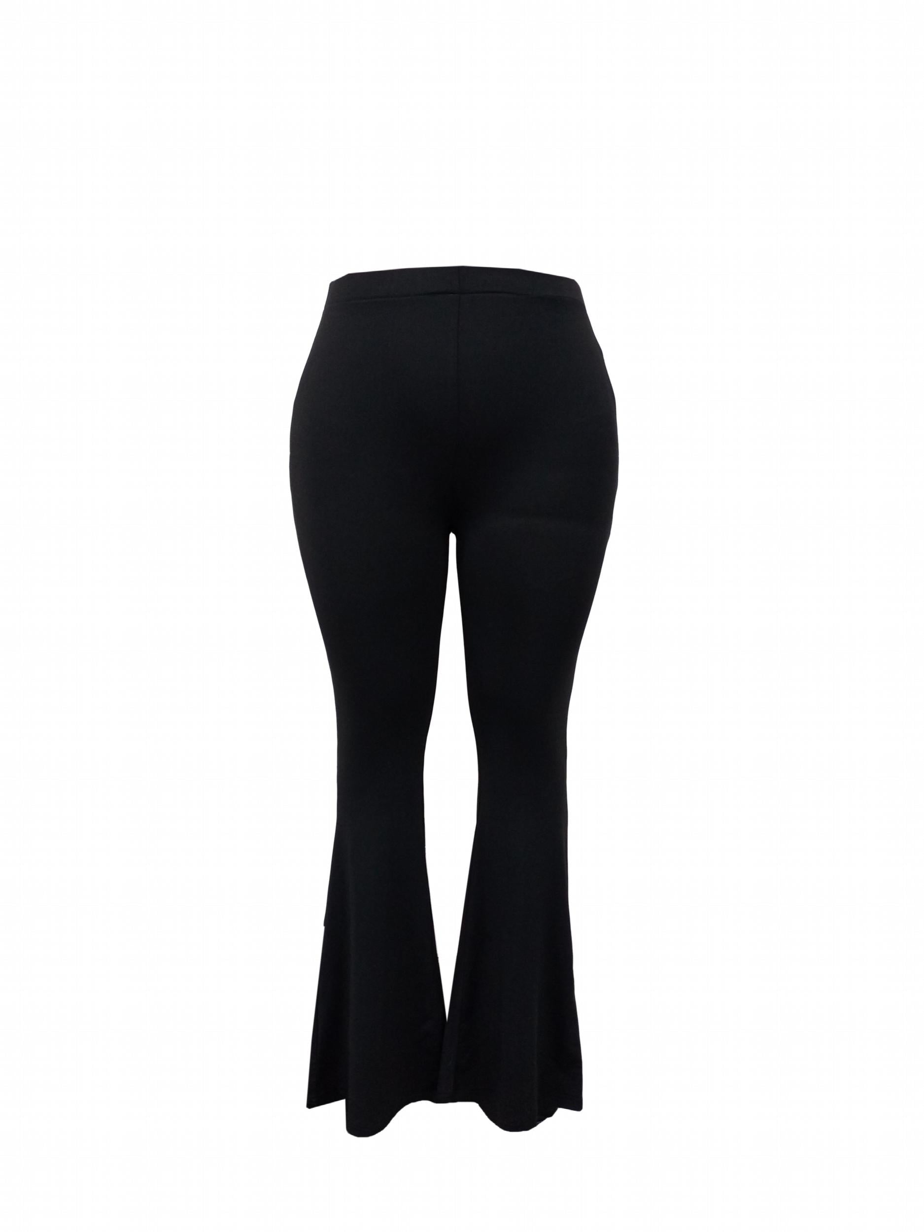  Solid Criss Cross Cut Out Back High Rise Flared Leg Trousers