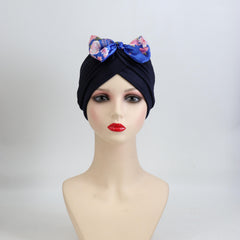 Satin Bow Turban Cap Head Wrap Bandana Headwear Women Beanie Hats