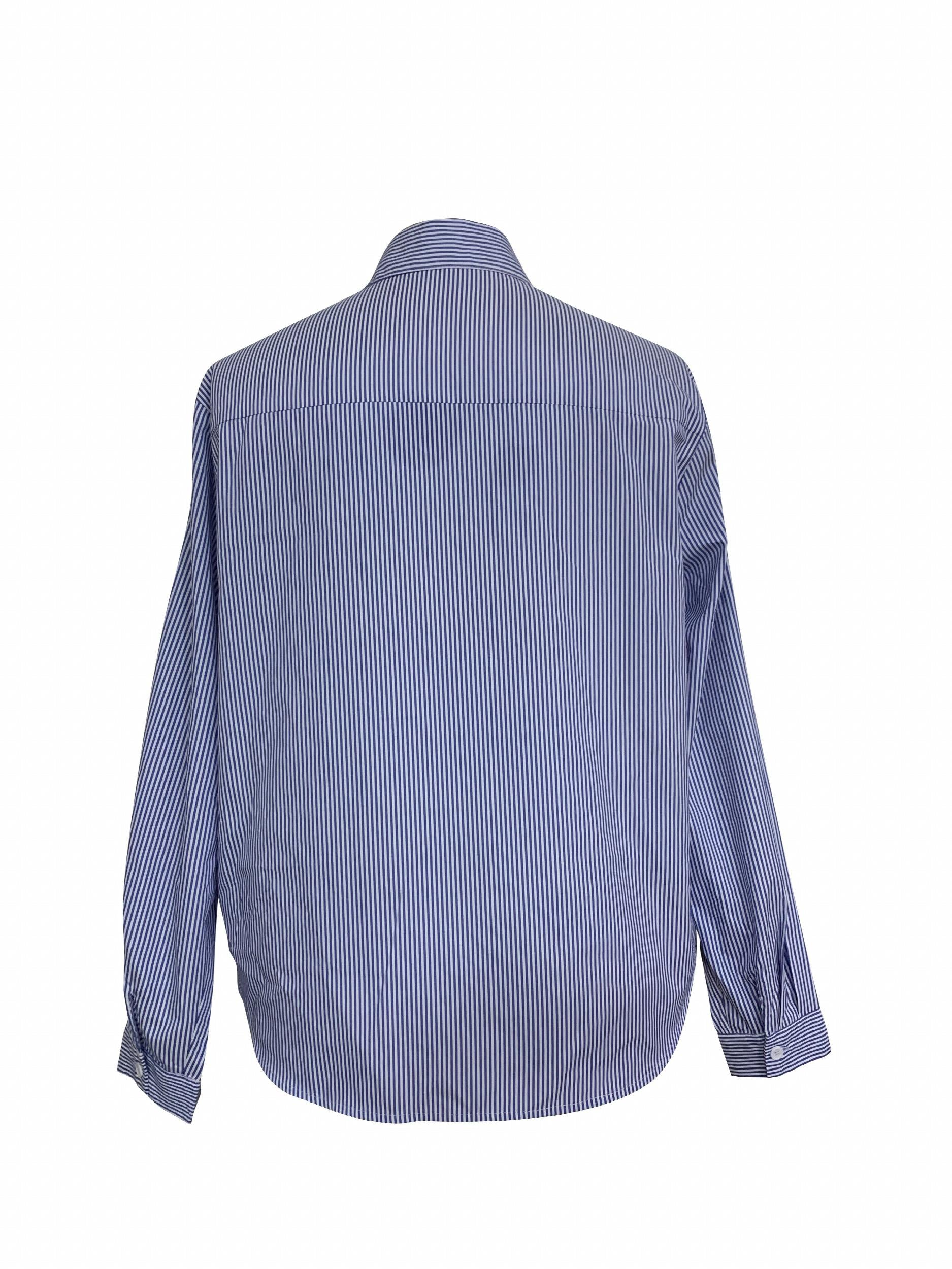 Stripe Print Long Sleeve Button Up Shirt Top