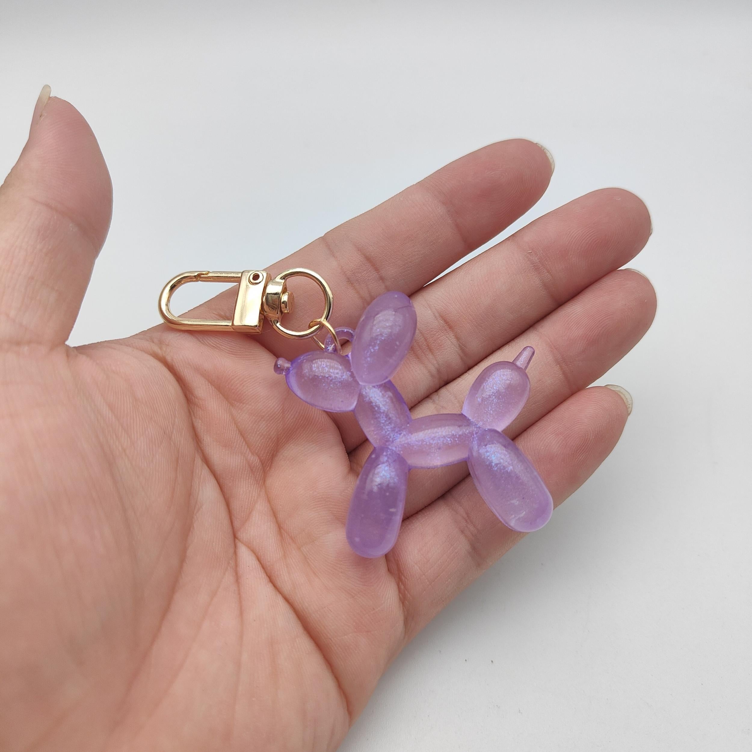 Luminous Balloon Dog Keychain Animal Key Ring Purse Bag Backpack Charm