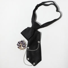 Crystal Flower Crown Tie Metal Tassel Necktie Prom Accessories