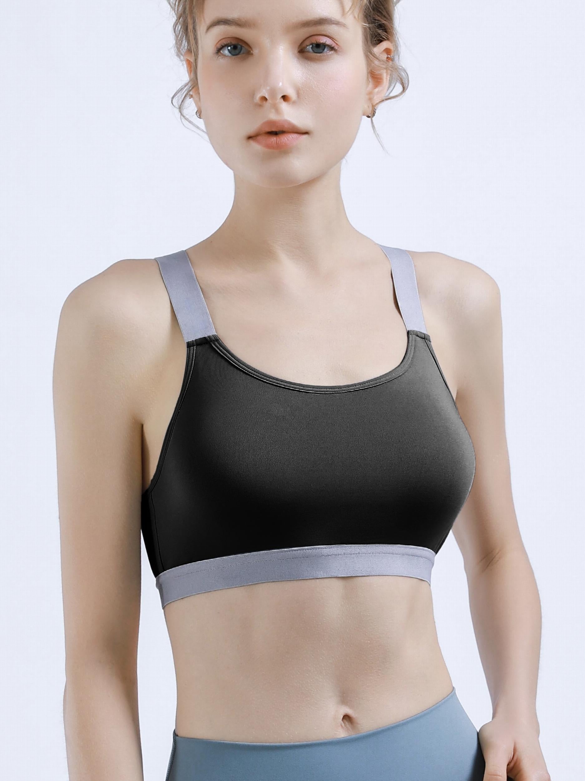 Wide Straps Contrast Tank Sports Bra High Stretch Intimates Bra