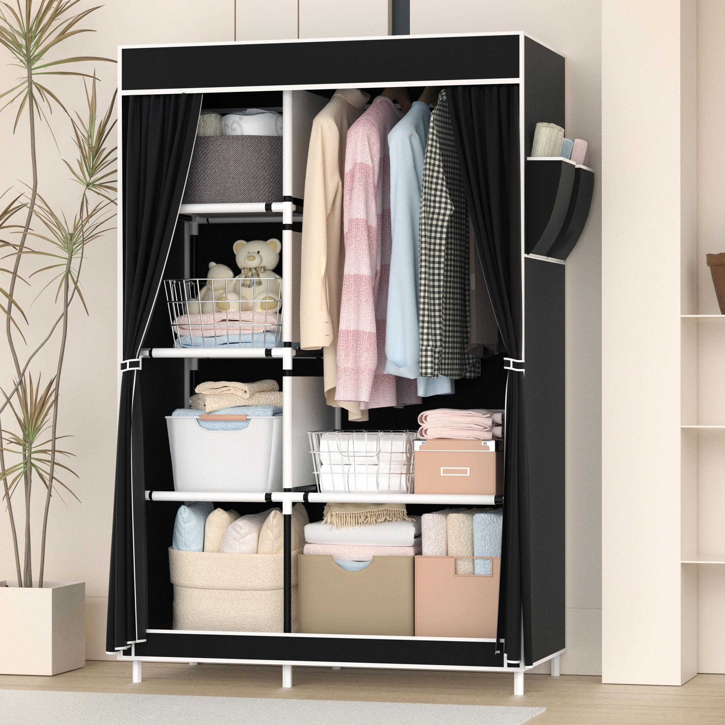 Double Row Wardrobe Clothes Storage Easy Assembly Durable
