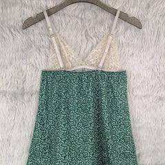 Floral Print Lace V Neck Backless Nightdress Sleepwear