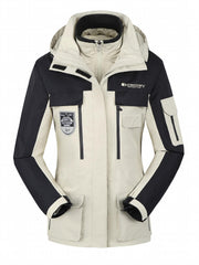 3 in 1 Block Punch Jacket Waterproof Windproof Ski Coat Women's Clothing