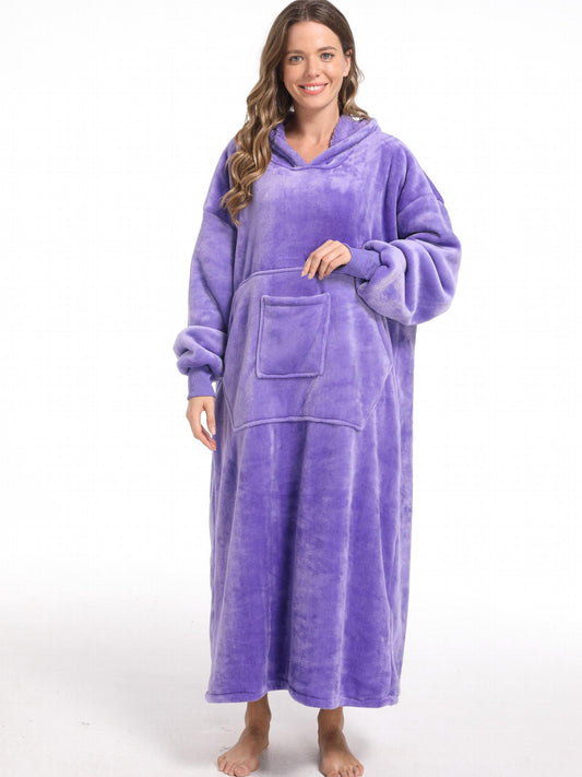 Cozy Hooded Lounge Robe with Pockets for Women