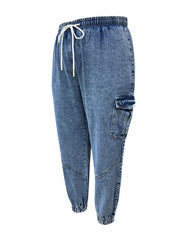  Drawstring Tapered Leg Jeans With Pockets