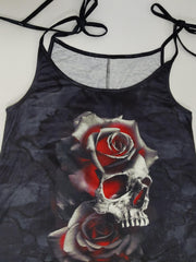  Rose Print Tie Shoulder Maxi Cami Dress