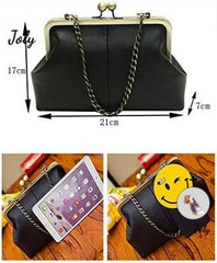 Retro Kiss Lock Pu Crossbag Diamonds Shoulder Handbag