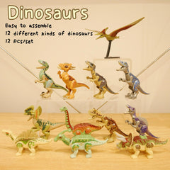 12pcs Dinosaur Building Blocks Egg Toys Assembling Models Birthday Prizes