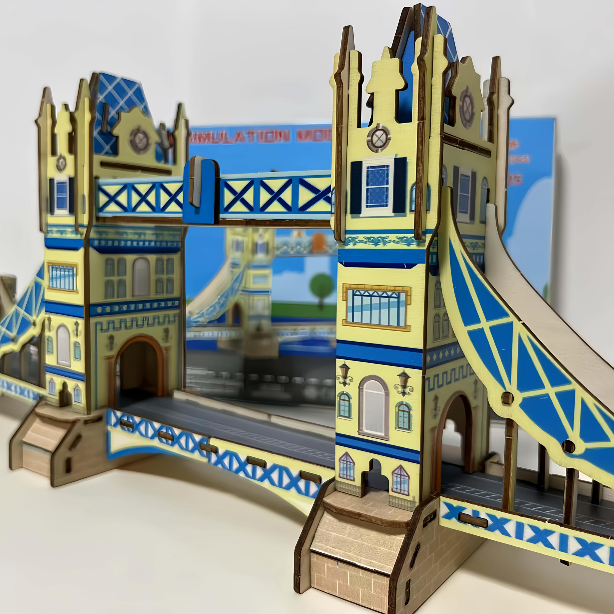 DIY 3D Tower Bridge Wooden Building Decoration & Puzzle Toy