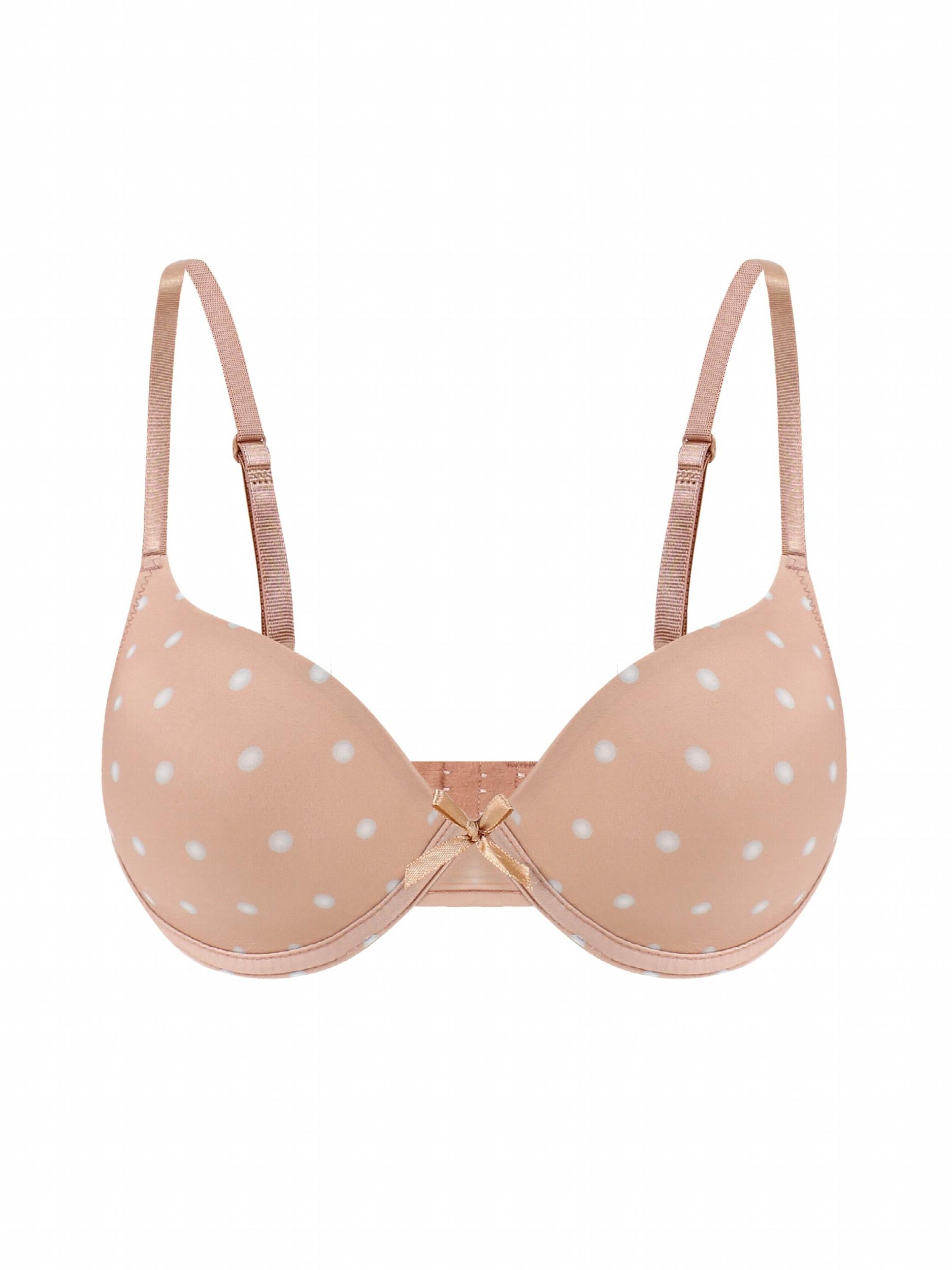 2pcs Polka Dot & Solid Push Up Bras Comfy & Breathable Bra