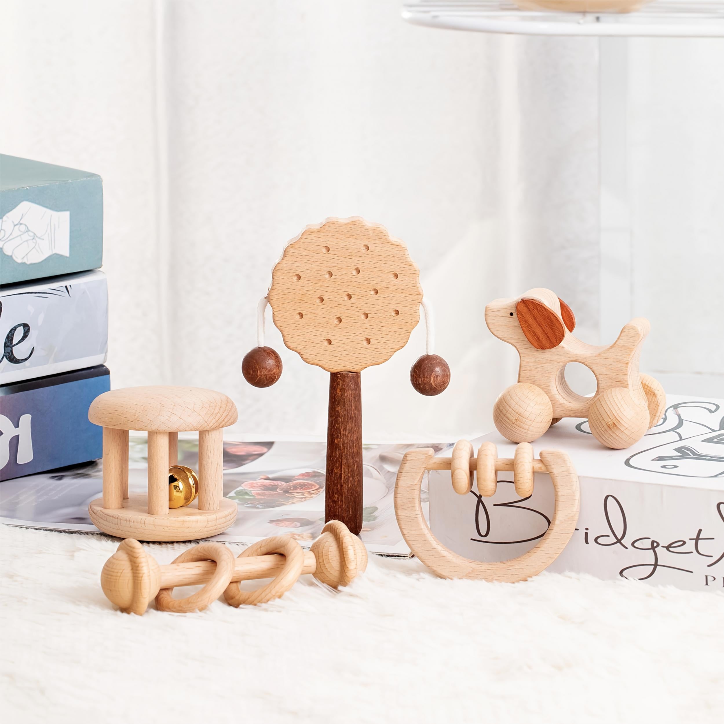 Wooden Rattle Grab Toy for Infants & Toddlers
