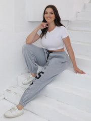  Casual Pants Women's Plus Butterfly & Skull & Number Print Drawstring