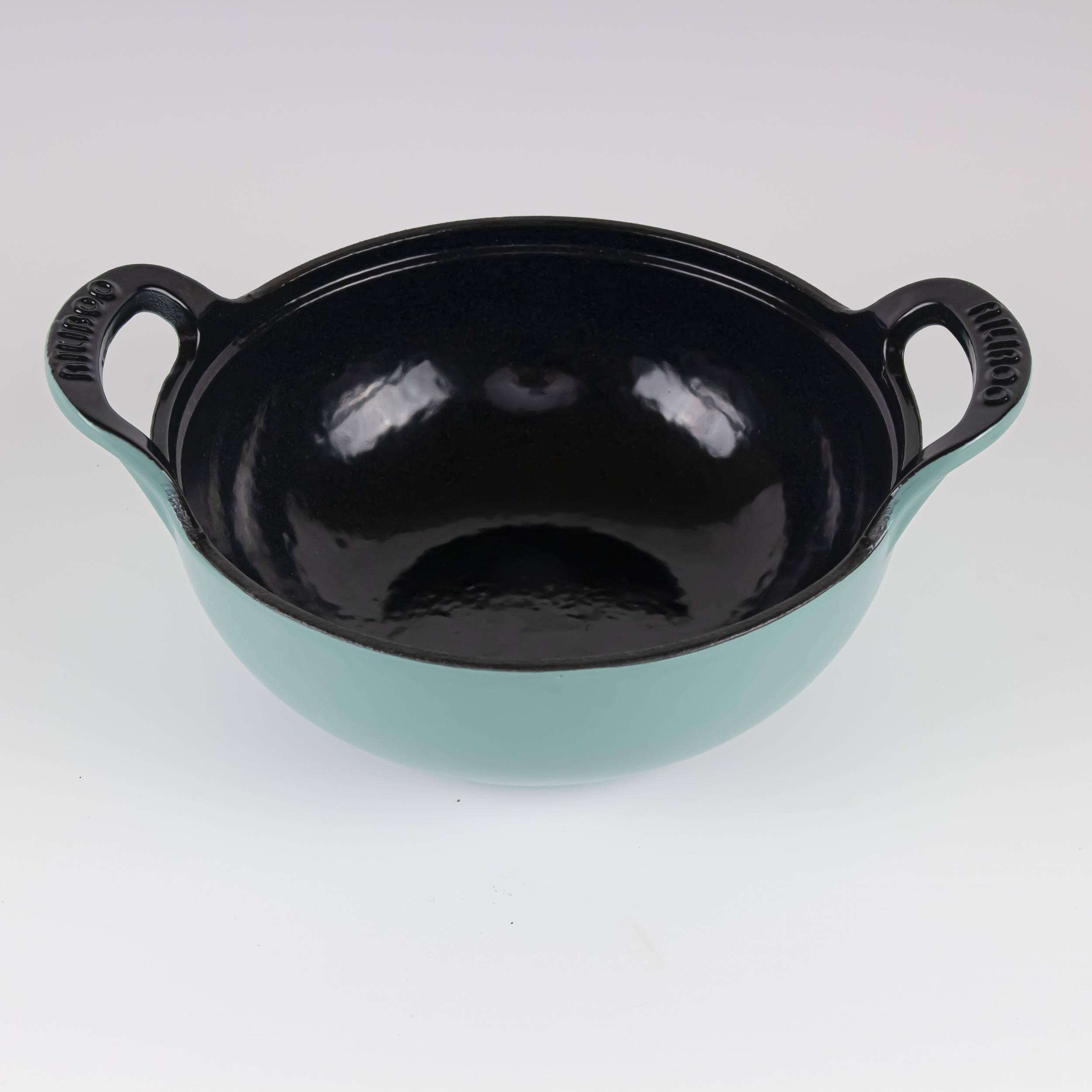 Vintage Enameled Cast Iron Dutch Oven W/ Wooden Lid