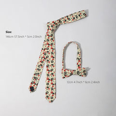 Men's Lip Pattern Necktie Bow Tie Set Business Wedding Party Wear