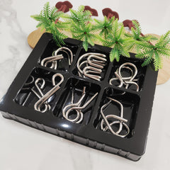 6pcs Metal Puzzle Set - Unlock Chain Toy Game - Party Perfect Halloween Toy