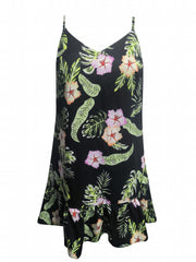  Tropical Print Ruffle Mini Cami Dress