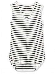 Striped Print V Neck Tank Top Sleeveless Casual Summer Women's Tank