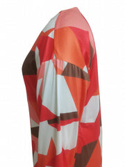 Plus Size Women's Colorblock Geometric Print Long Sleeve Maxi Dress