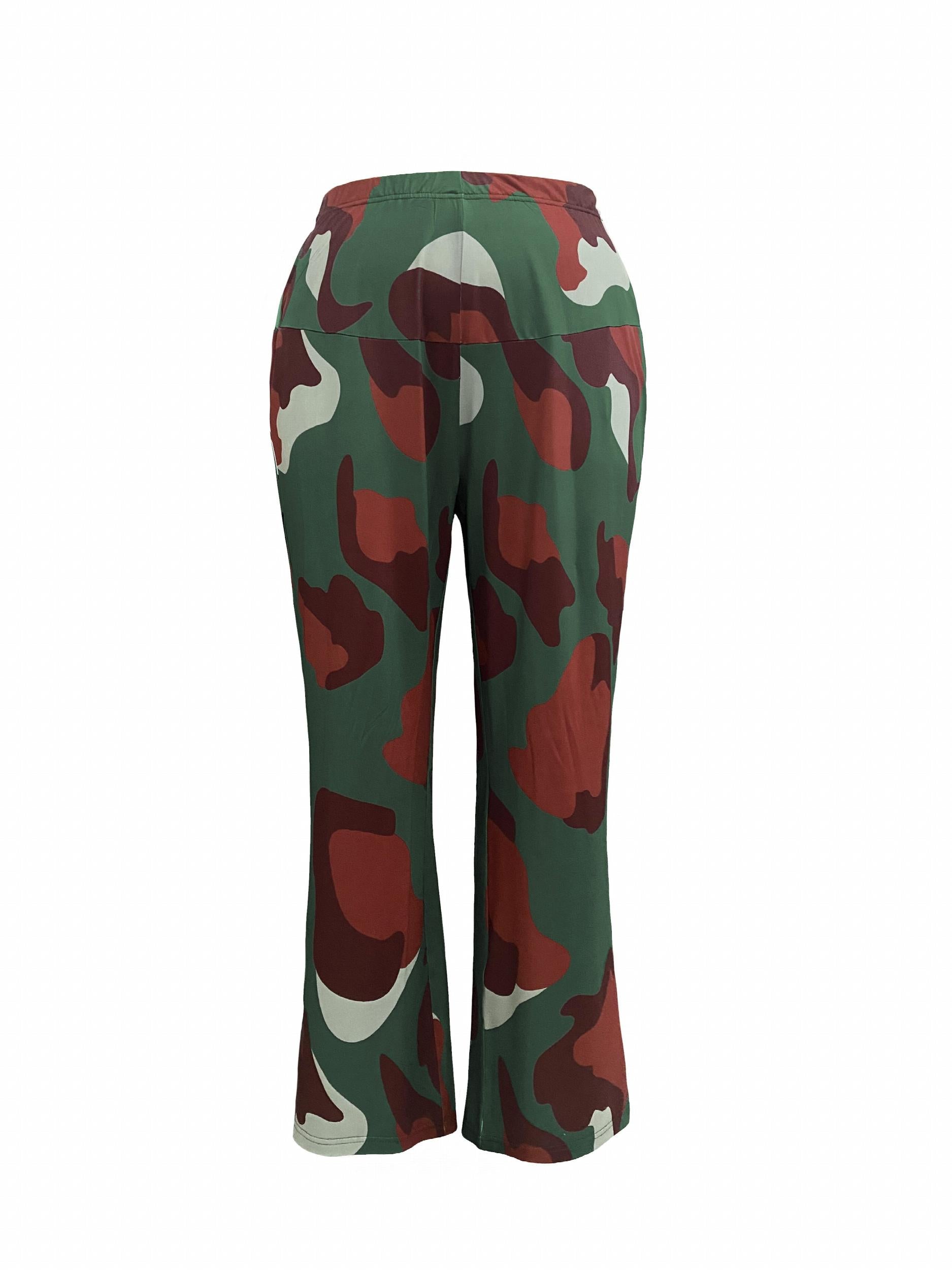  Camo Print High Waist Tummy Control Trousers