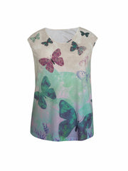  Butterfly Print V Neck Tank Top
