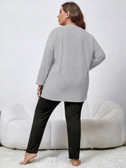  Lounge Set Women's Plus Letter Print Long Sleeve Tee & Pants