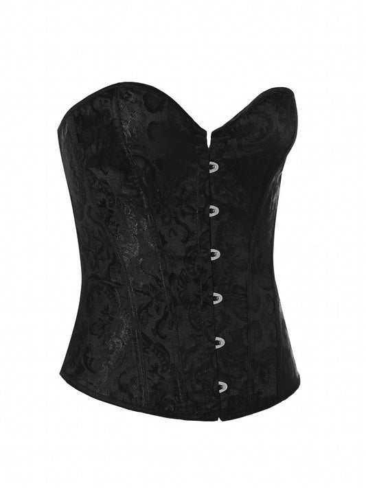 Jacquard Strapless Corset Bustier Tummy Control Lace Up Slimmer Body Shaper