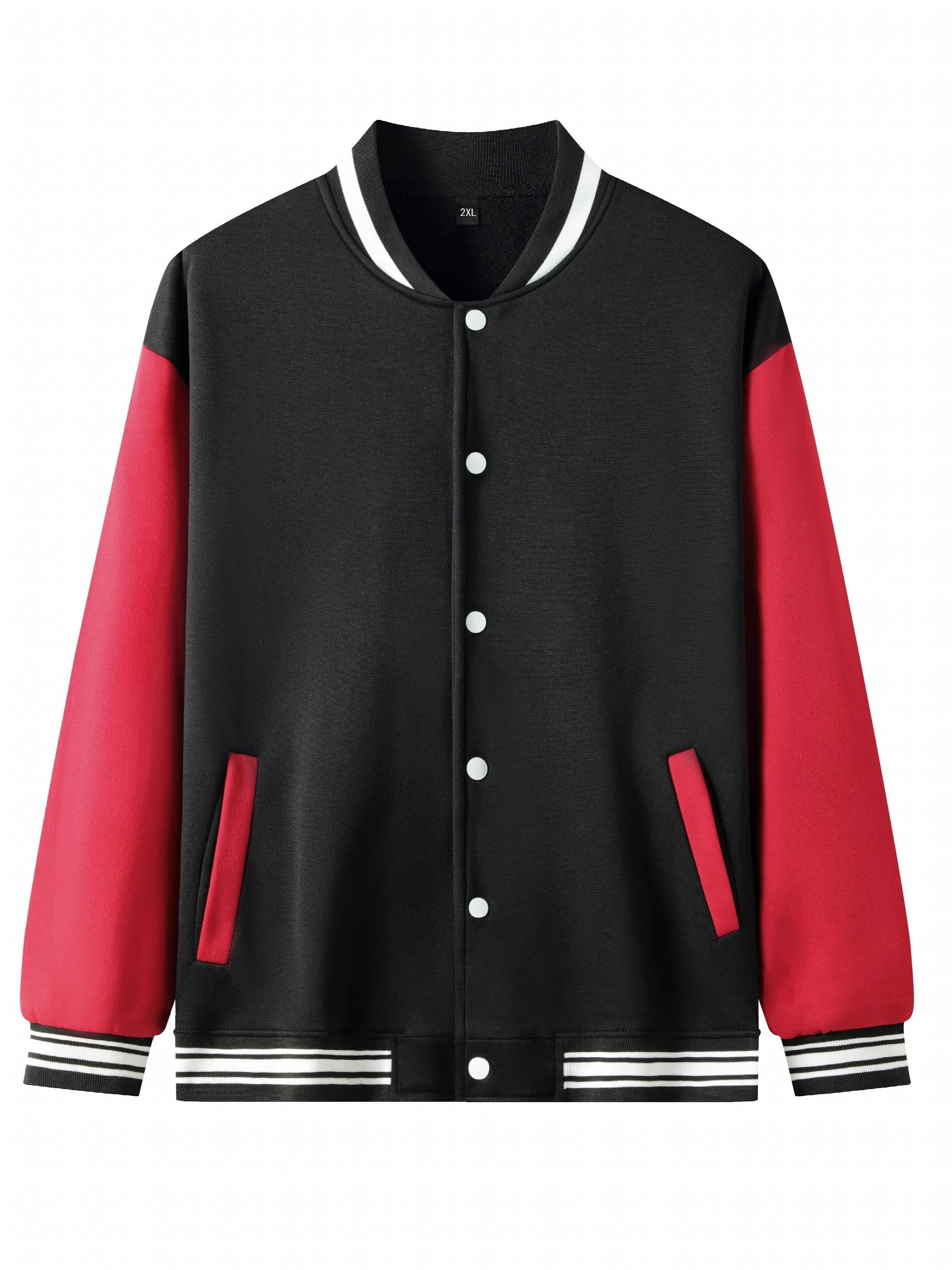 Heartbreaker Letter Print Rose Pattern Graphic Baseball Jacket Men