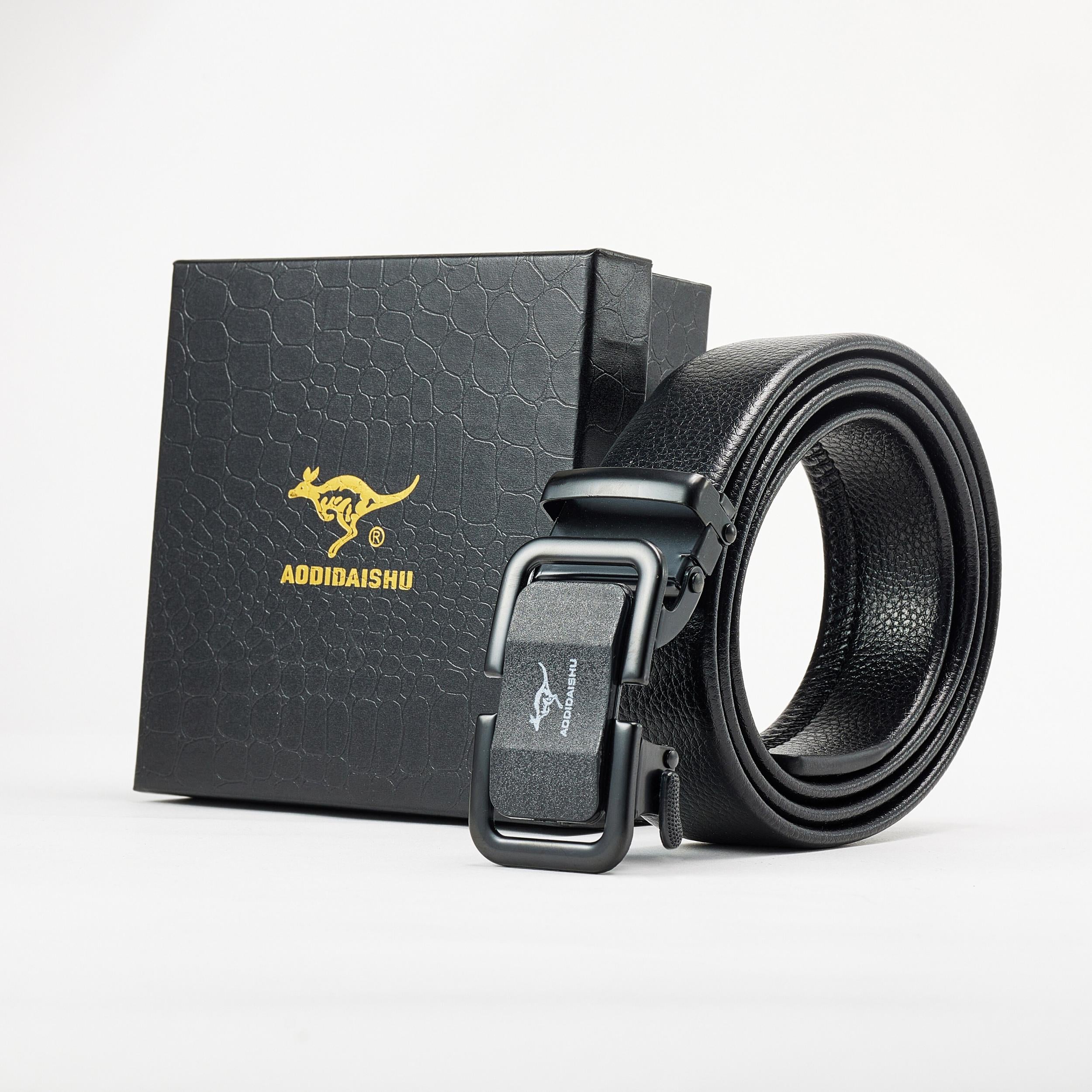 ADDIDAISHU Men's Business Automatic Buckle PU Leather Belt