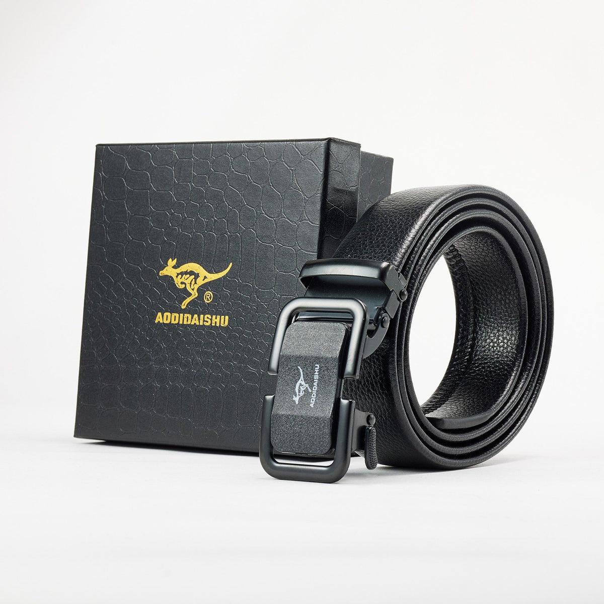 ADDIDAISHU Men's Business Automatic Buckle PU Leather Belt