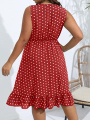  Polka Dot Print Tank Dress