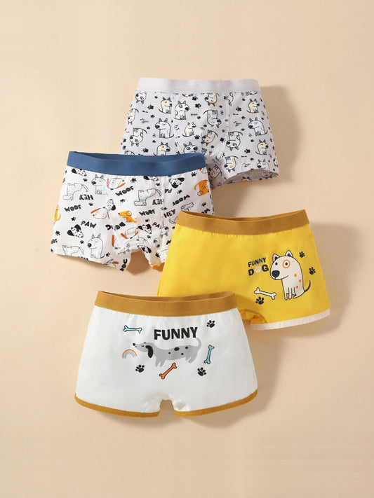 4pcs Boys Teen Cartoon Boxer Briefs Clothes