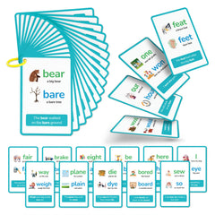 LUXLUCENT Homophones Flash Cards Vocabulary Spelling Practice Ages 3-6