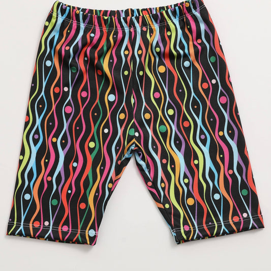 Toddler Girls Wavy Pattern Dance Shorts Breathable Stretchy Safety
