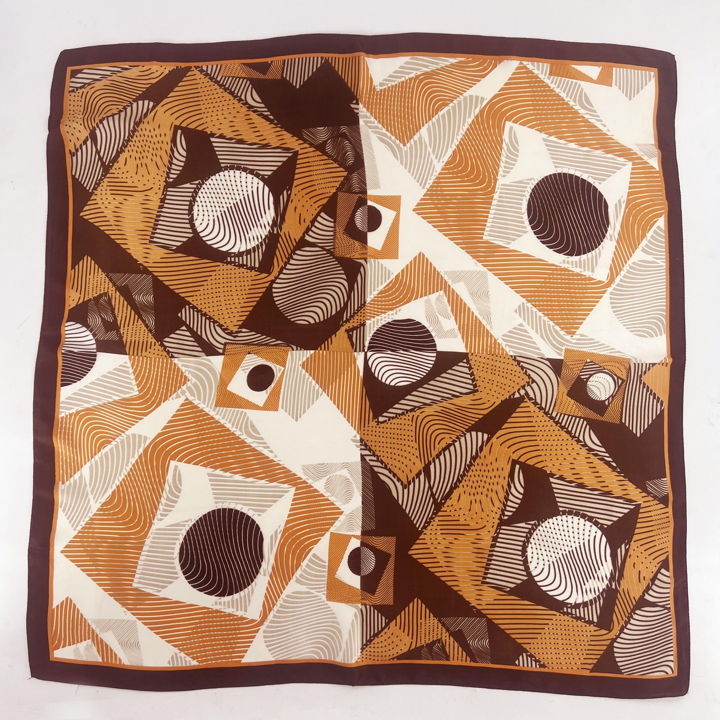 Geometric Stripe Print Square Scarf Vintage Small Block Neckerchief