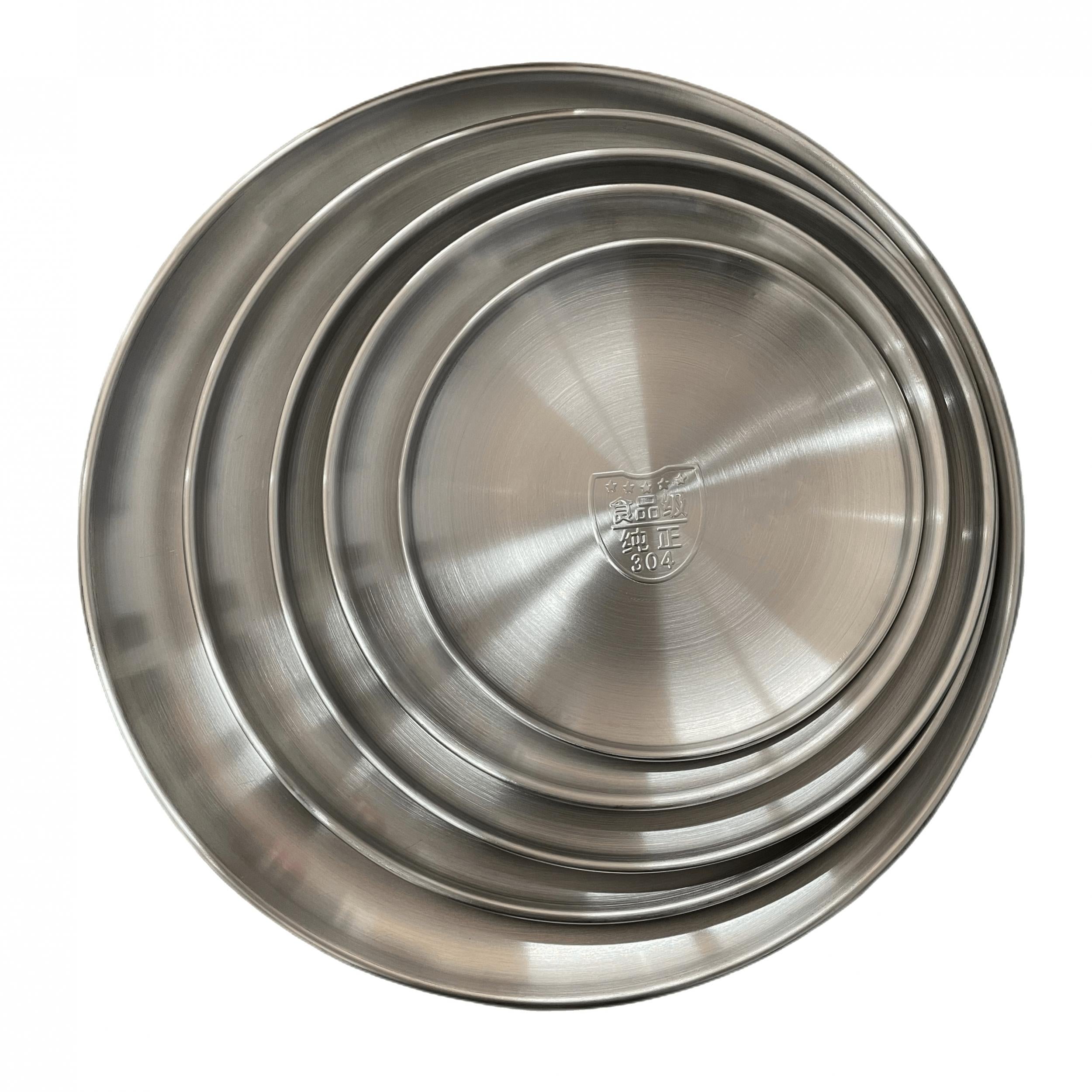 Stainless Steel Round Dining Plate Dessert Tray Snack Nordic Golden