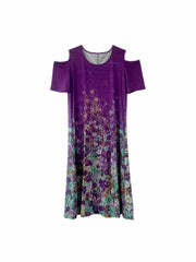  Floral Print Cold Shoulder Maxi Dress With Pockets