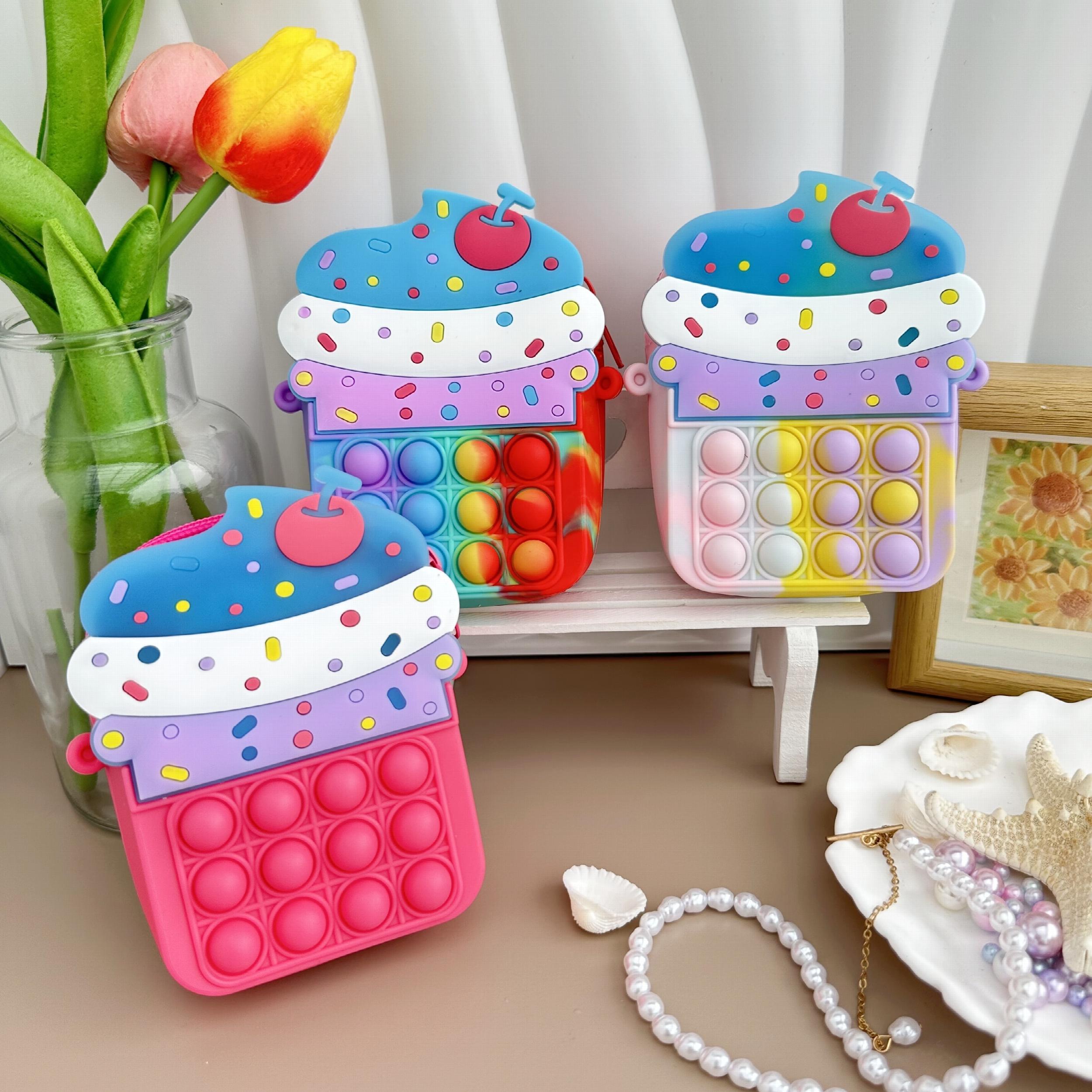Girls Silicone Messenger Bag Coin Purse Children's Pop Fidget Toy Bag