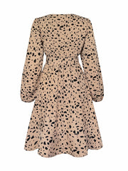  Leopard Print Long Sleeve Wrap Dress With Belt