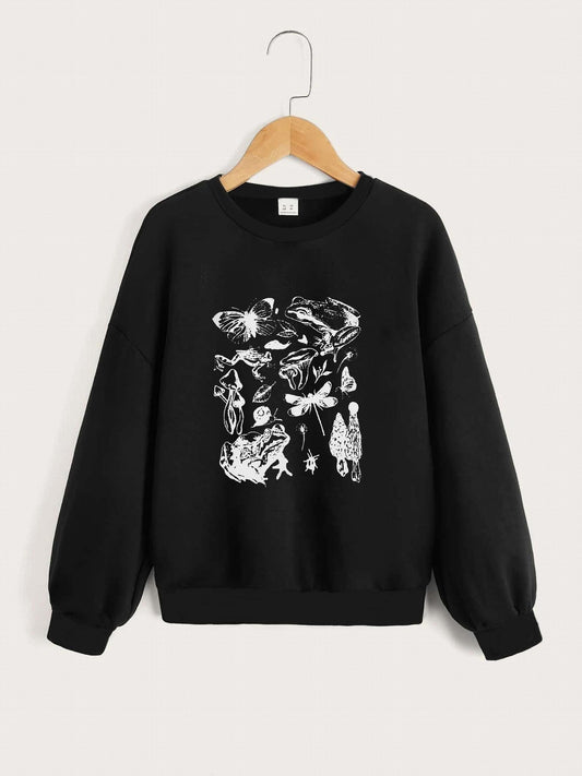 Girls' Leopard Portrait Graphic Sweatshirt Long Sleeve Pullover