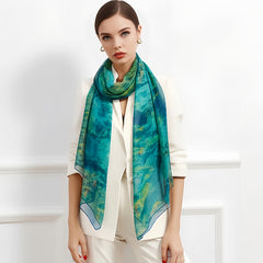 Yourou Semi Transparent Green Field Scarf 180x120cm
