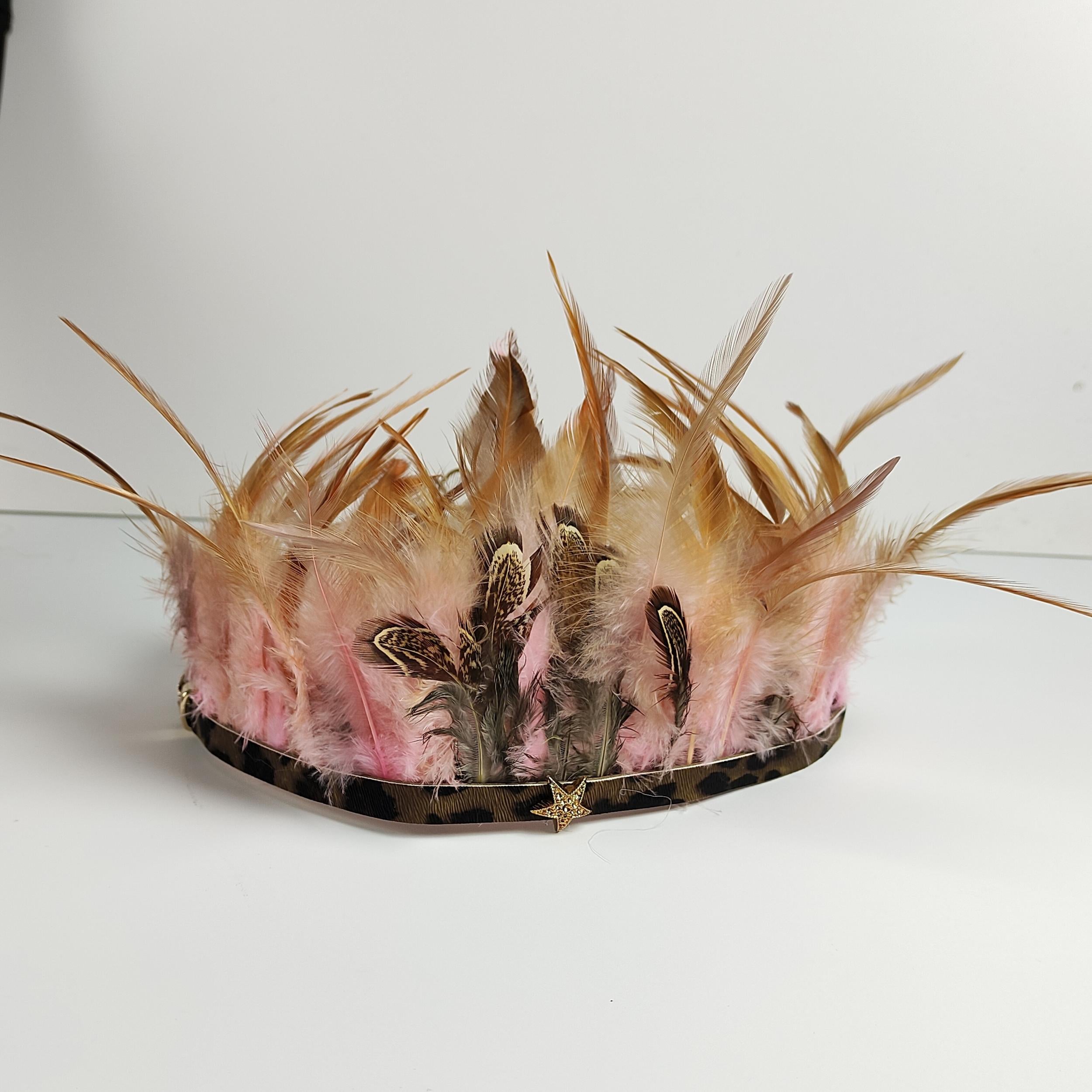 Adjustable Headband with Feathers Star Accents